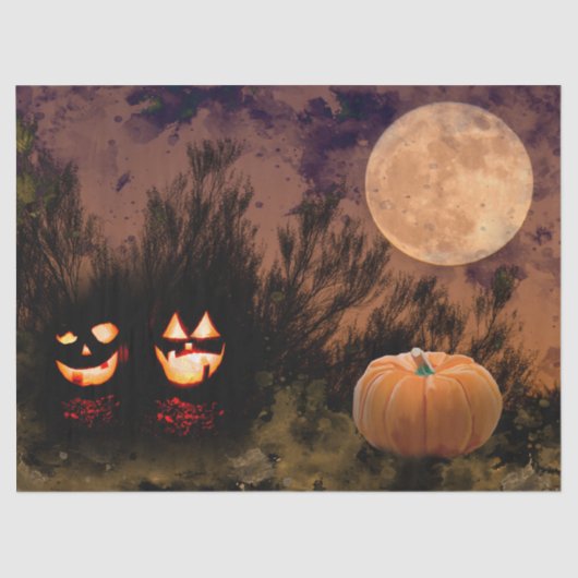 Halloween Moon en Pumpkins Decoupage Tissuepapier (Voorkant)