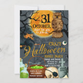 Halloween Moon en Uil Party uitnodiging (Voorkant)