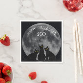 Halloween moon en zwarte kattensilhouettes servet (Insitu)