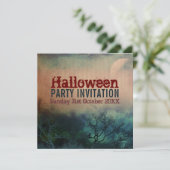 Halloween Moon Grunge Invitation Kaart (Staand voorkant)
