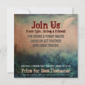 Halloween Moon Grunge Invitation Kaart (Achterkant)