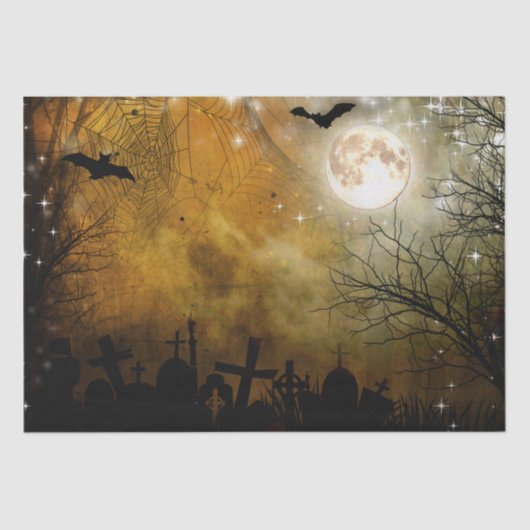 Halloween Moon Haunted Graveyard Tissue Paper Tissuepapier (Voorkant)