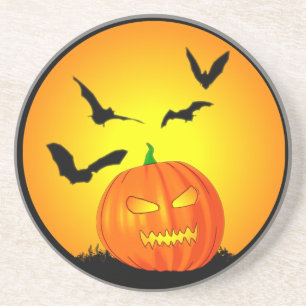 Halloween Moon Jack-O-Lantern Zandsteen Onderzetter