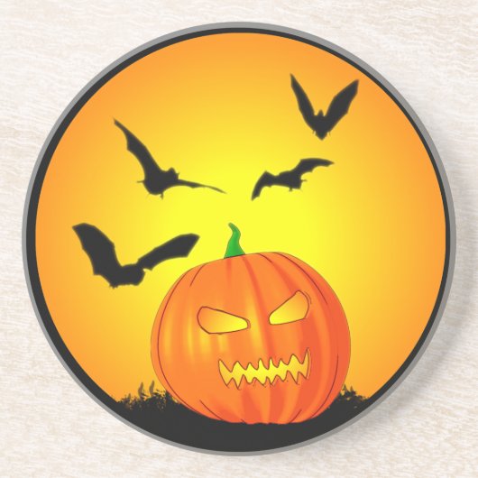 Halloween Moon Jack-O-Lantern Zandsteen Onderzetter (Voorkant)
