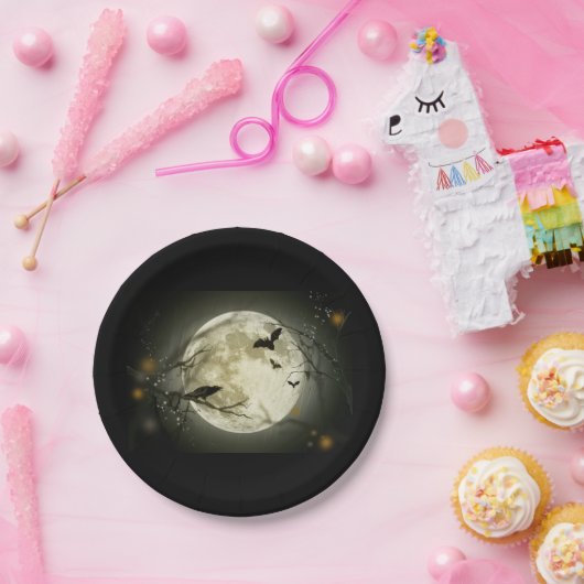 Halloween moon papieren bordje (Feest)