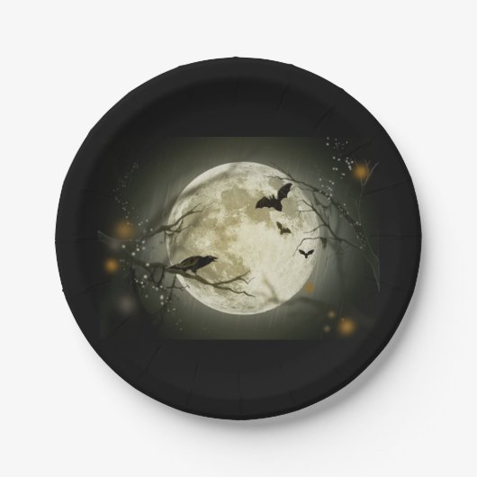 Halloween moon papieren bordje (Voorkant)