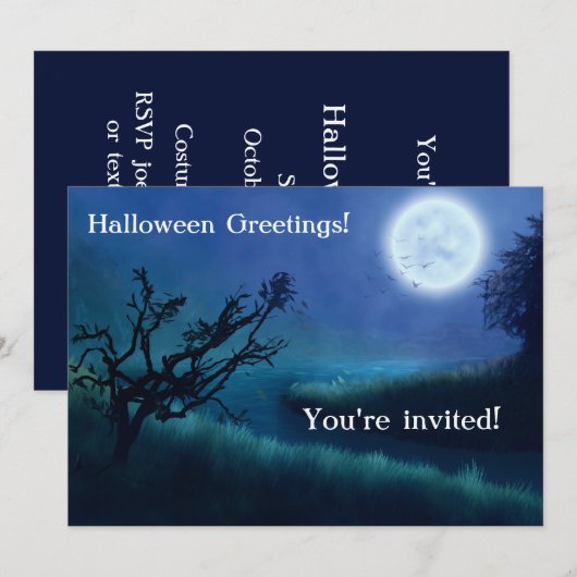 Halloween Moon 's nachts in Shades of Blue & Green (Voorkant / Achterkant)