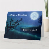 Halloween Moon 's nachts in Shades of Blue & Green Kaart (Voorkant)