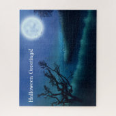 Halloween Moon 's nachts in Shades of Blue & Green Legpuzzel (Verticaal)