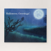 Halloween Moon 's nachts in Shades of Blue & Green Legpuzzel (Horizontaal)