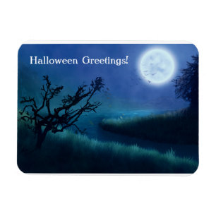 Halloween Moon 's nachts in Shades of Blue & Green Magneet