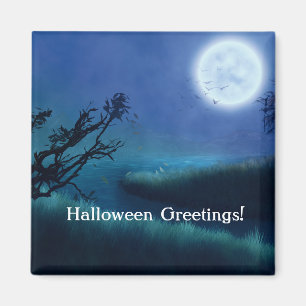 Halloween Moon 's nachts in Shades of Blue & Green Magneet
