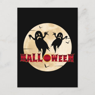 Halloween Moon Silhouette Ghosts Bats Briefkaart