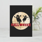 Halloween Moon Silhouette Ghosts Bats Kaart (Staand voorkant)