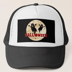 Halloween Moon Silhouette Ghosts Bats Trucker Pet