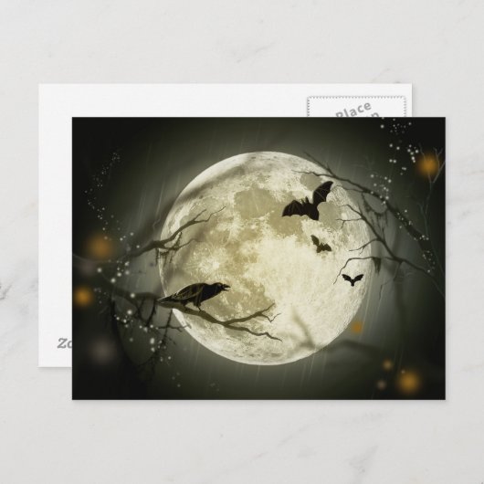 Halloween Moon Spooky Crows Briefkaart (Voorkant / Achterkant)