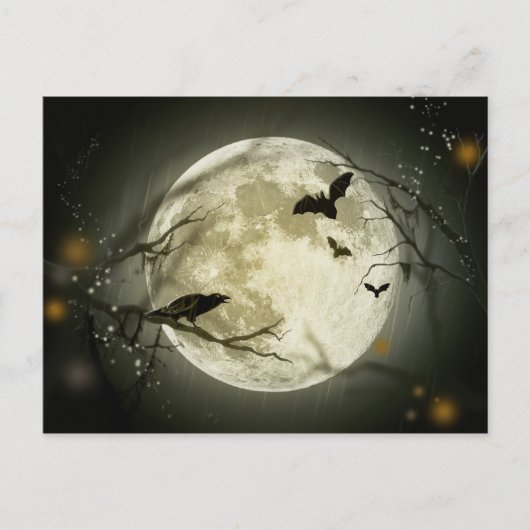 Halloween Moon Spooky Crows Briefkaart (Voorkant)