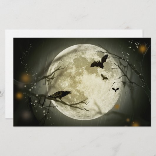 Halloween Moon Spooky Crows Briefpapier (Voorkant / Achterkant)