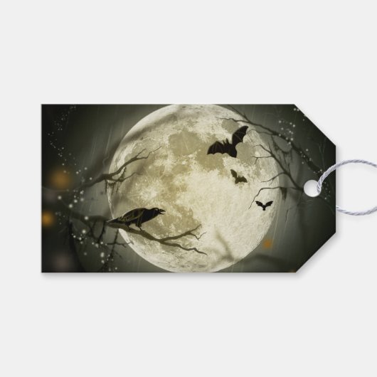 Halloween Moon Spooky Crows Cadeaulabel (Voorkant (Horizontaal))