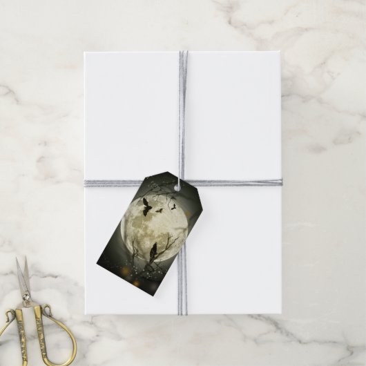 Halloween Moon Spooky Crows Cadeaulabel (Met Touw)
