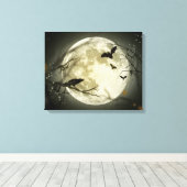 Halloween Moon Spooky Crows Canvas Afdruk (Insitu (Houten vloer))