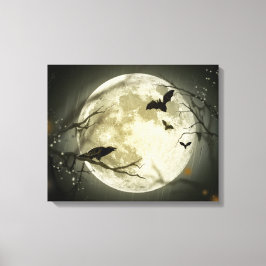 Halloween Moon Spooky Crows Canvas Afdruk