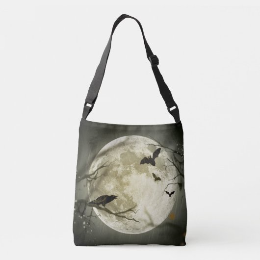 Halloween Moon Spooky Crows Crossbody Tas (Achterkant)