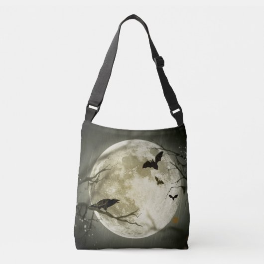 Halloween Moon Spooky Crows Crossbody Tas (Voorkant)