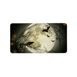 Halloween Moon Spooky Crows Etiket