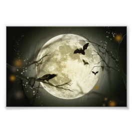 Halloween Moon Spooky Crows Foto Afdruk