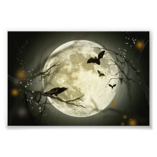 Halloween Moon Spooky Crows Foto Afdruk (Voorkant)