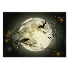 Halloween Moon Spooky Crows Foto Afdruk