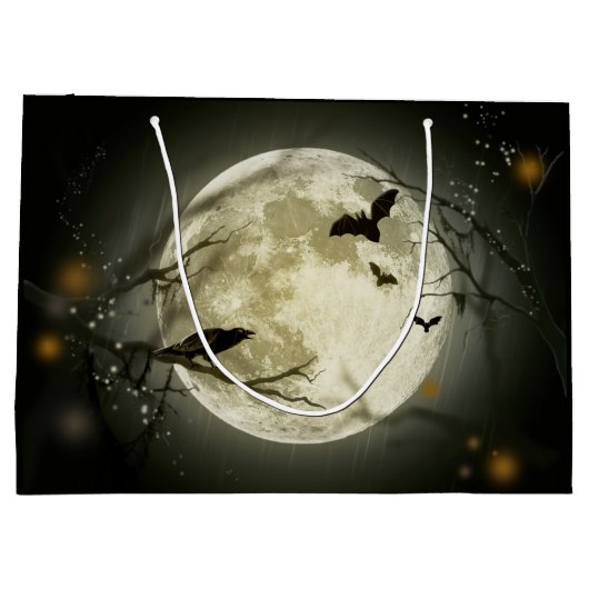 Halloween Moon Spooky Crows Groot Cadeauzakje (Achterkant)