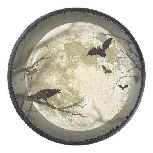 Halloween Moon Spooky Crows Hockey Puck (Voorkant)