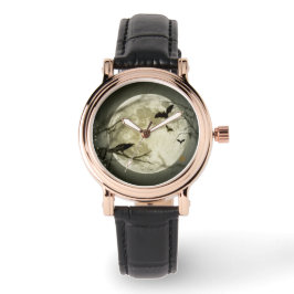 Halloween Moon Spooky Crows Horloge