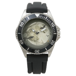Halloween Moon Spooky Crows Horloge