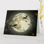 Halloween Moon Spooky Crows Kaart (Gele Bloem)