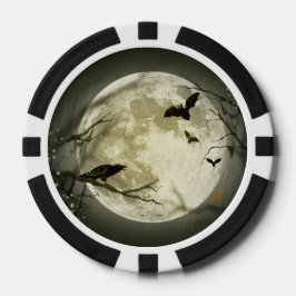 Halloween Moon Spooky Crows Poker Chips