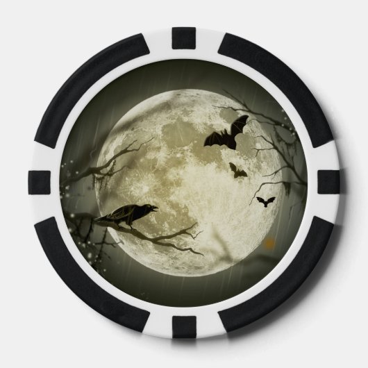 Halloween Moon Spooky Crows Poker Chips (Voorkant)