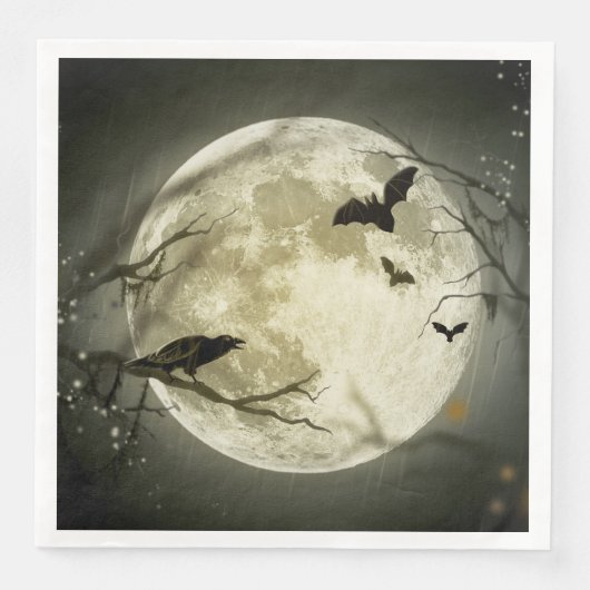 Halloween Moon Spooky Crows Servetten (Voorkant)