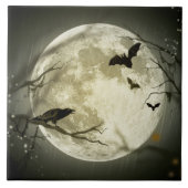 Halloween Moon Spooky Crows Tegeltje (Voorkant)
