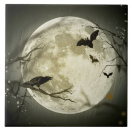 Halloween Moon Spooky Crows Tegeltje