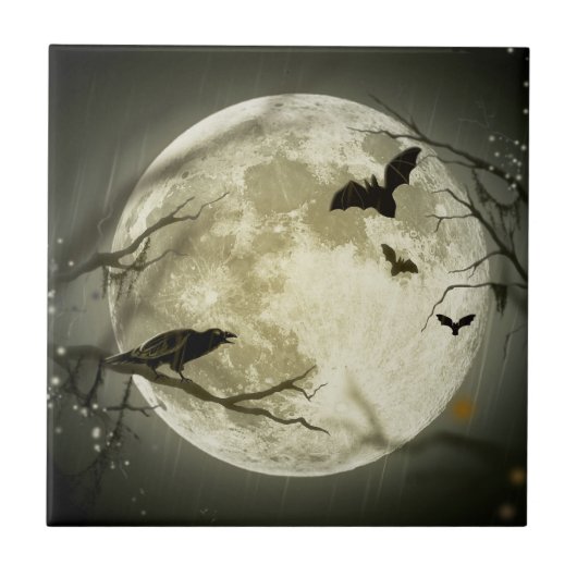 Halloween Moon Tegeltje (Voorkant)
