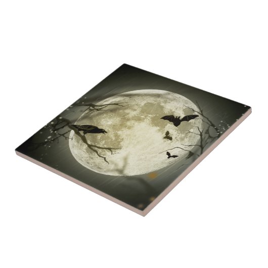 Halloween Moon Tegeltje (Zijkant)