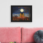 Halloween Moon Trick or treat Devil Black Cat Canvas Afdruk (Insitu (Woonkamer))