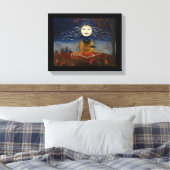 Halloween Moon Trick or treat Devil Black Cat Canvas Afdruk (Insitu (Slaapkamer))