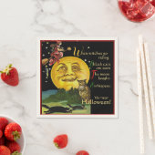 Halloween Moon Watching Witch met Gedicht Servet (Insitu)