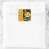  Halloween Moon, Witch en Owl met gedicht Vierkante Sticker (Tas)