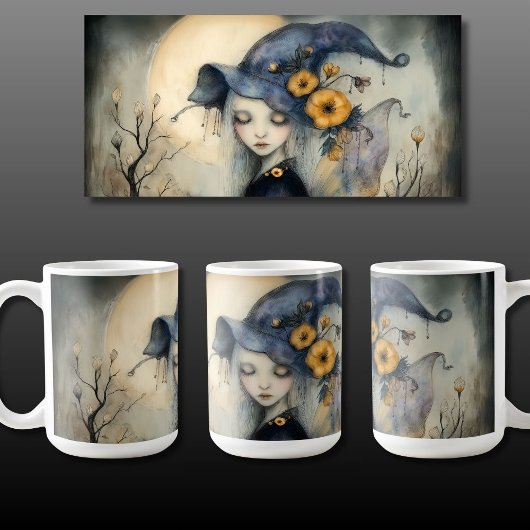 Halloween Moon Witch met vleugels Koffiemok