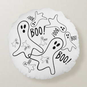 Halloween Moon & Witches & Ghosts BOO! Pijler Rond Kussen